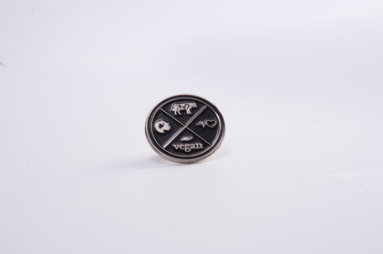 416 VEGAN ~ 1″METAL ROUND LOGO PIN